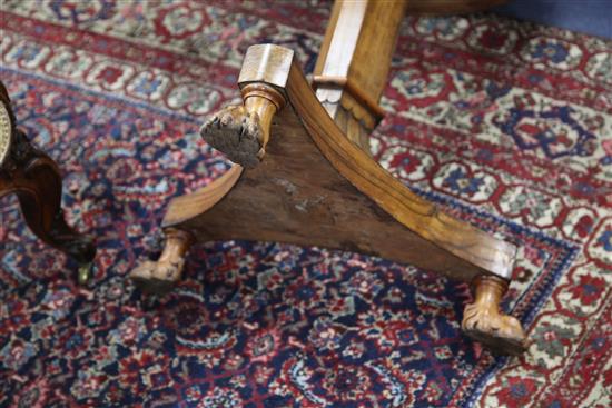 A 19th century Maltese olive wood marble top drum table, W.2ft 1.25in.